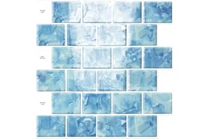 Ist Momoreo Subway Tiles Peel and Stick Backsplash for Kitchen Bathroom 12"x12" Stick on Backsplash Tiles, Crystal Blue - 5 Sheets