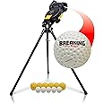 PowerNet Launch F-lite Softball & Baseball Pitching Machine, Dimpled Practice Balls, Bucket of Baseballs, Coaching Bucket Bundle for Pitching Machine, Baseball Training Equipment