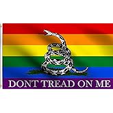 DMSE Don't Tread On Me Rainbow Pride Flag 3X5Ft Foot 100% Polyester 100D Flag