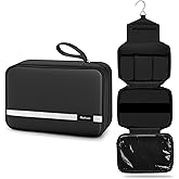 Maliton Toiletry Bag for Men & Women Travel Toiletry Bag Hanging Toiletry Bag Hygiene Organizer with 4 Compartments Waterproof Bathroom Shower Bag Large Toiletries Travel Bag(Black)