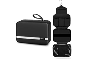 Maliton Toiletry Bag for Men & Women Travel Toiletry Bag Hanging Toiletry Bag Hygiene Organizer with 4 Compartments Waterproof Bathroom Shower Bag Large Toiletries Travel Bag(Black)