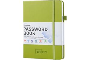 YHCFLY Password Book with Alphabetical tabs, Hardcover Internet Address & Password Organizer Logbook, Medium Size Password Keeper Notebook Journal for Home Office (Apple Green)