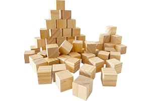 MUXGOA Unfinished Wooden Cubes,Pack of 50 Wood Blocks for Crafting,1 Inch Wood Square Blocks for Crafts Making & DIY Projects & Decor