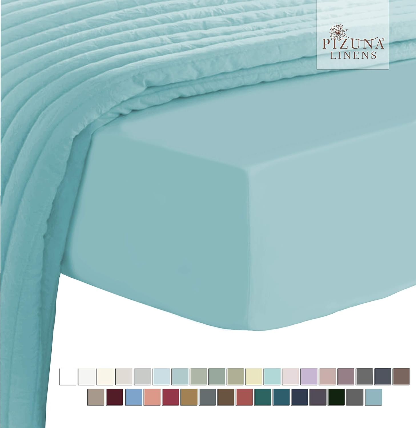 Soft 400 Thread Count Cotton King Fitted Sheets Ice Aqua