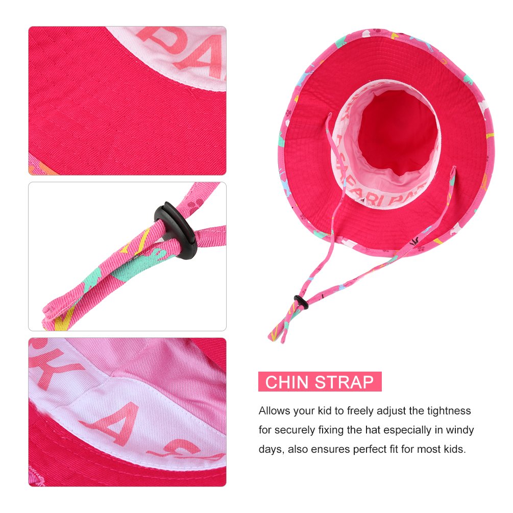 VBIGER Chapeau de Pêche de Plage de Melon Garçon Fille Chapeau solaire pliable avec Mentonnière Réglable et Motif de dessin animé mignon (Rose)