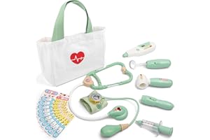 Liberry Doctor Kit for Toddlers 3-5 Years Old, 18-Piece Doctor Bag Pretend Play Toys, Durable Medical Kit with Toy Stethoscope, Green Christmas Birthday Gift for Kids