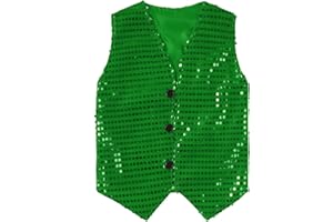 KKmeter Boys Girls Sequin Waistcoat Sleeveless Hip-hop Jazz Dance Stage Performance Costume Vest Tops