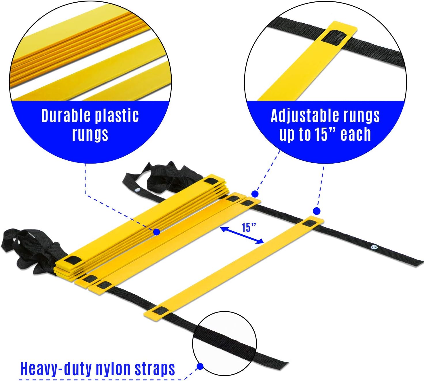 Yes4All Agility Ladder – Speed Agility Training Ladder with Carry Bag - 8 Rung (Yellow) - SGQV : Speed And Agility Training Ladders : Sports & Outdoors