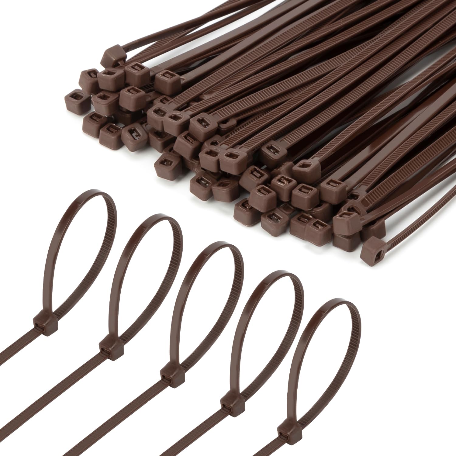 Armpow 1000 PCS 2.5mmx150mm 6 inch Cable Zip Ties, 18lbs Tesile Strength, Premium Tie Wraps Self-Locking Nylon Zip Ties for Indoor and Outdoor Use(Brown)