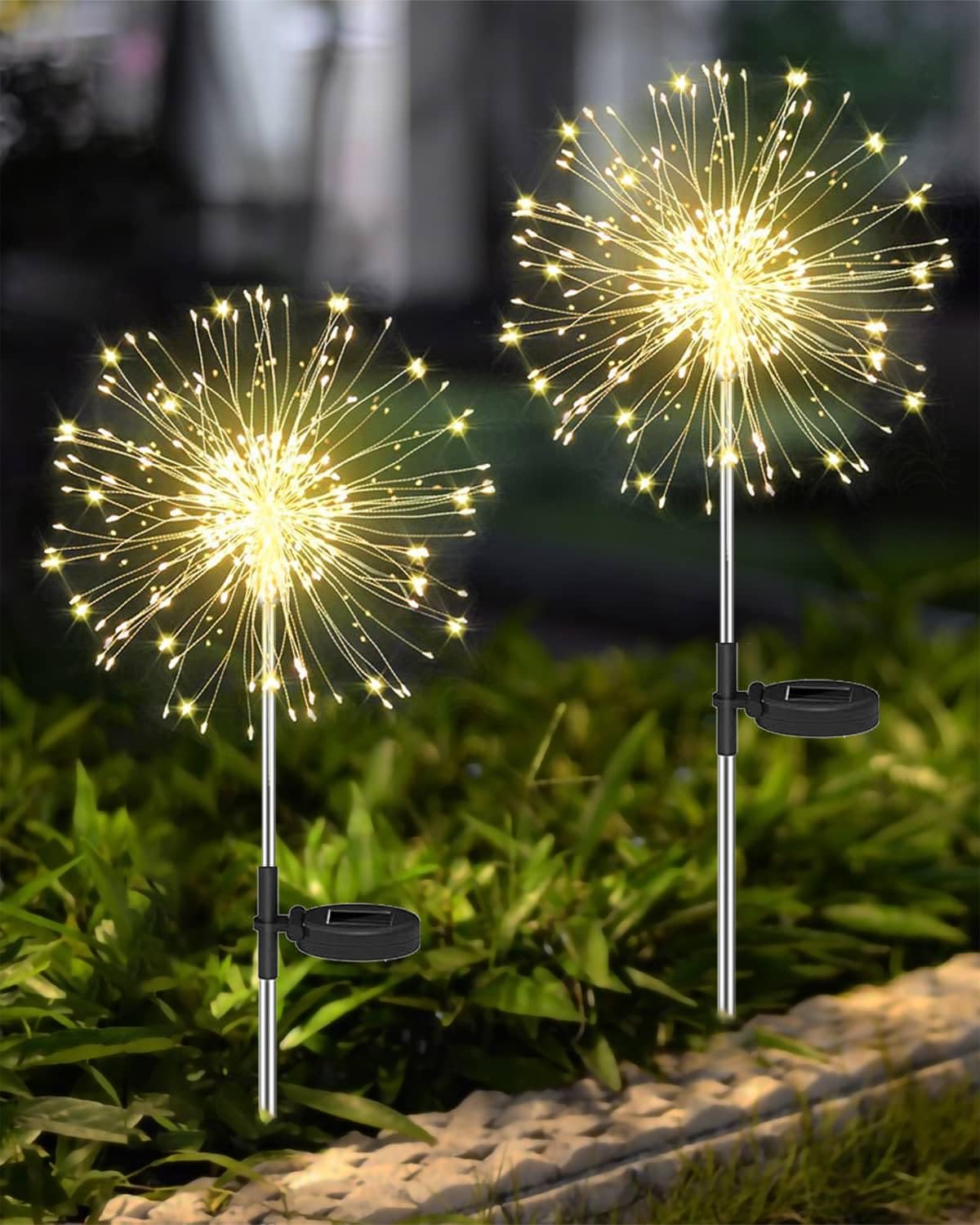 Joysing Firework Solar Lights Outdoor Garden 2 Pack 120 LED Solar Firework Light, 8 Modes Garden Lights Waterproof Starburst Light for Lawn Patio Pathway Decorative - Warm White — image 1
