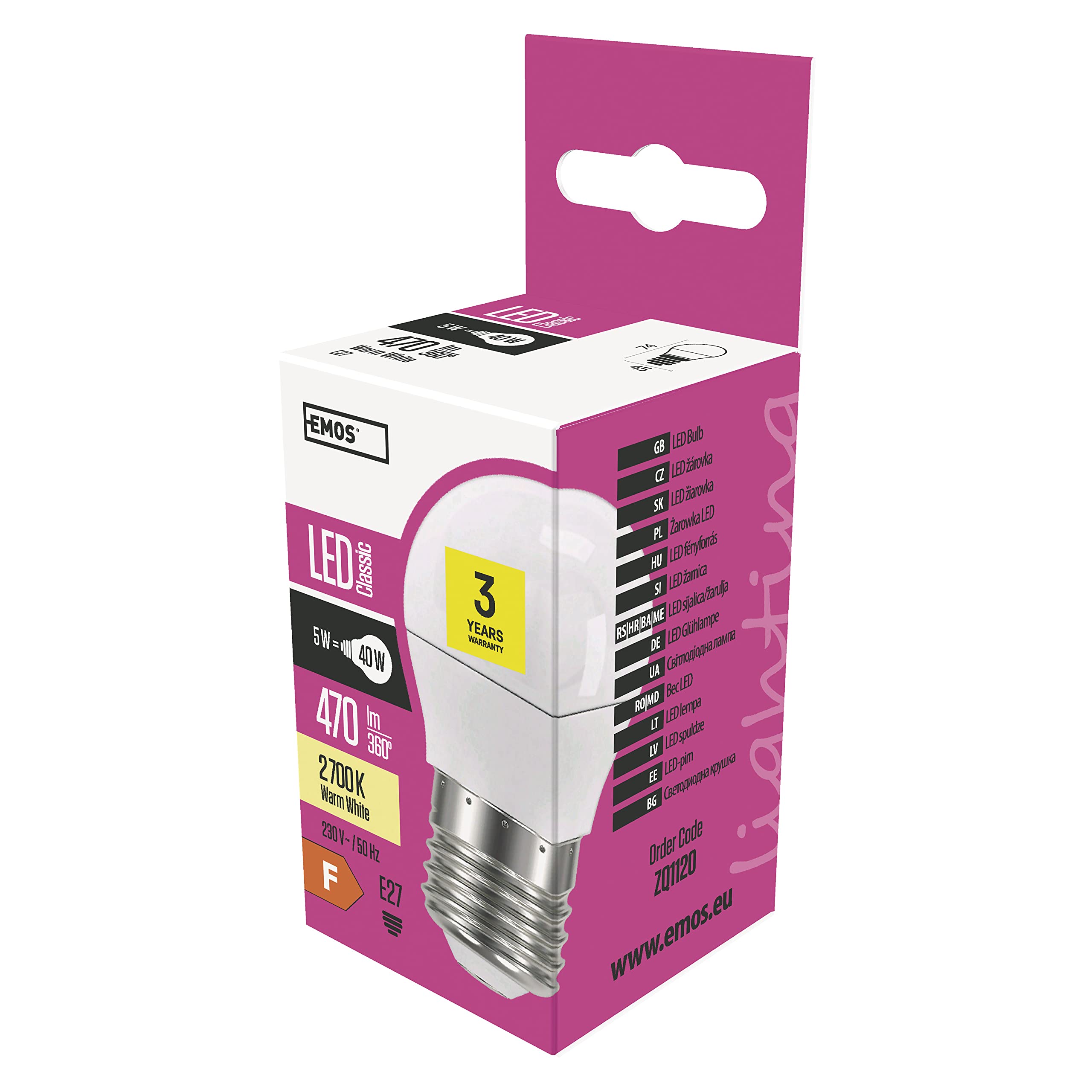 EMOS ZQ1120 4.5 x 4.5 x 7.4 cm LED Lamps, Transparent, Warm White