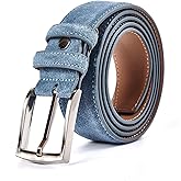 Ximraood Genuine Suede Leather Belt for Men, 1 3/8" Wide Dress Casual & Golf Belt
