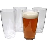 Rolling Sands USA Made 20 Oz Reusable Tritan Plastic Beer Glasses, 4 Pack, BPA-Free, Dishwasher Safe Crystal Clear Tumblers Perfect for 16 oz Drinks With Foam