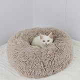 Enjamoy Plush Donut Dog Bed Calming Round Plush Self-Warming 50cm Brown view 5