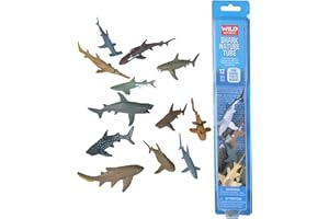 WILD REPUBLIC Shark Toys, Nature Tube, Aquatic Animal, Shark Party Supplies, Ocean Toys, Kid Gifts, Educational Toys, 12- Pieces 1.5" to 3"
