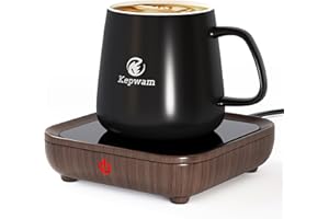 Kepwam Coffee Mug Warmer & Mug Set - Excellent Heating & Highest Temp Setting & Light Indicator, Coffee Warmer for Desk Auto Shut Off, Candle Warmer Plate for Beverage, Gifts for Women Men Mom