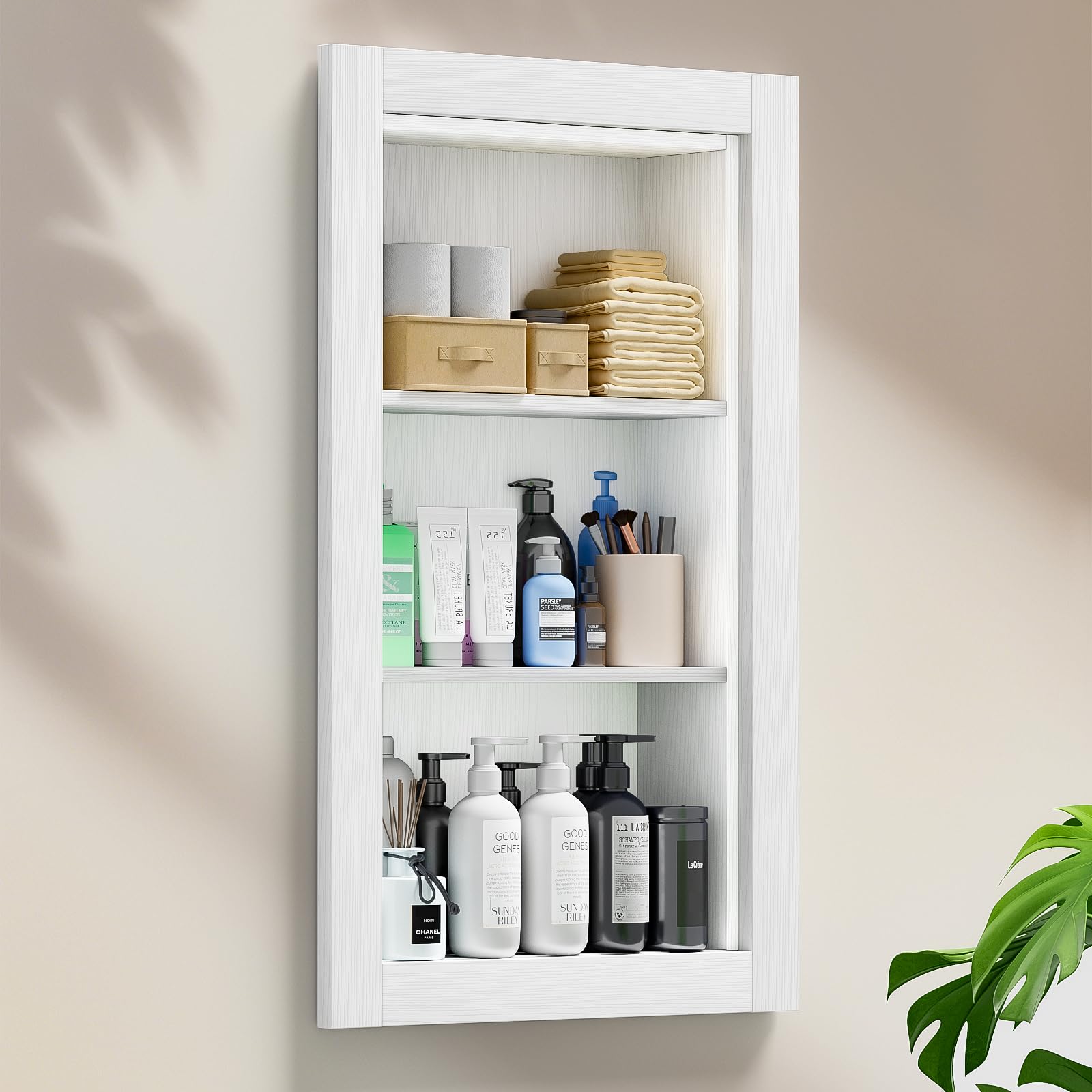 Photo 1 of Fuwnvuwn 14x24 Recessed Medicine Cabinet, Wood Bathroom Wall Niche, Water-Proof Recessed Wall Niche Medicine Cabinet Replacement, for Living Room, Bathroom Storage, White