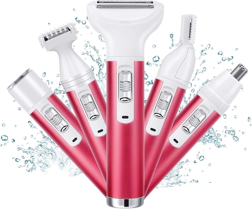 ACWOO 5 in 1 Lady Shaver Rechargeable Wet Dry Hair Removal for Face Arms Legs