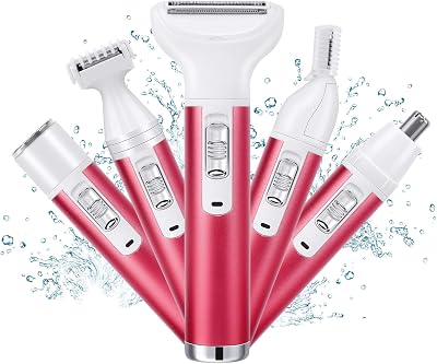 ACWOO 5 in 1 Lady Shaver Rechargeable Wet Dry Hair Removal for Face Arms Legs
