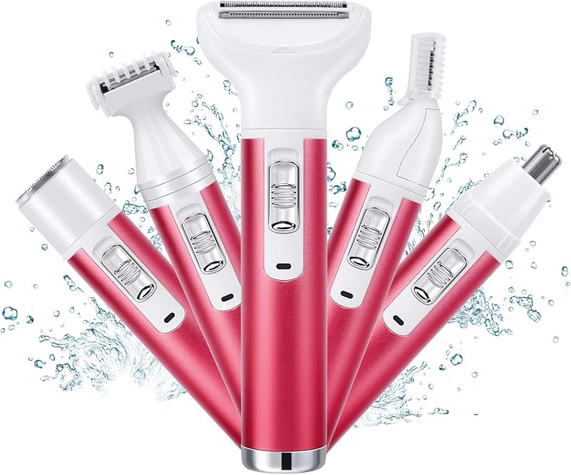 ACWOO 5 in 1 Lady Shaver Rechargeable Wet Dry Hair Removal for Face Arms Legs