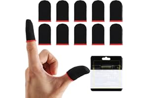 YUXIANLB 10Pcs Mobile Phone Gaming Finger Sleeves, Anti Sweat Game Controller Finger Thumb Sleeve, Superconducting Nanofibers Sleeves, Breathable Finger Covers Touchscreen Gaming Gloves