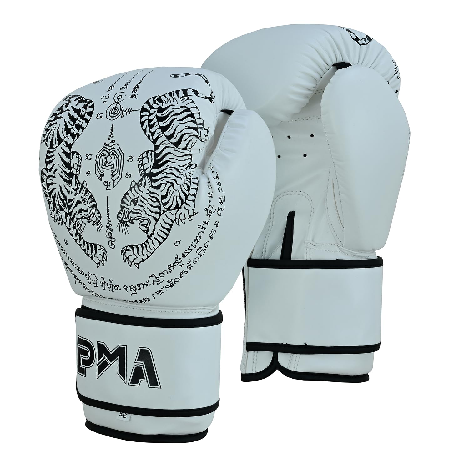 Playwell Matte White "Twin Tiger" Muay Thai Boxing Gloves - NEW (14oz)