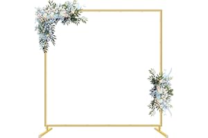 OGEMXU Square Backdrop Stand, 6.6FT Wedding Arch, Metal Balloon Arch Stand, Photo Booth Background Stand Kit, Arch Backdrop Frame for Baby Shower Decoration Birthday Party (Gold)