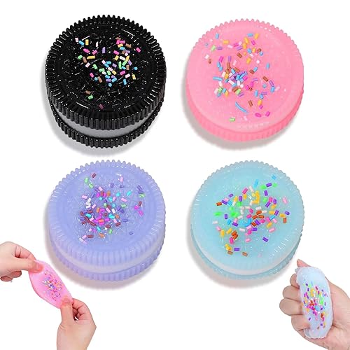 4Pcs Taba Squishy Toys, Biscuit Squishy Stress Relief Toy, Pinching Sandwich Simulation Stress Toys, Ultra Soft Biscuit Decompression Squeeze Toys, Fufu Squishy Fidget Toys for Kids Adults