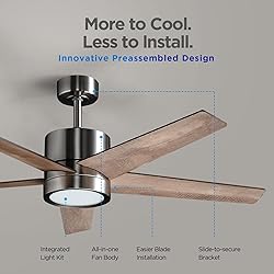 VAGIZM Ceiling Fan 52'' with Light: Modern Remote