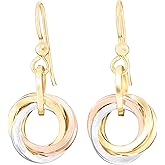 Tricolor Chunky Love Knot Dangle Earrings for Women | Sterling Silver & 14K Yellow/Rose Gold-Filled Circles | Modern Everyday Mixed Metal Jewelry Gift for Her