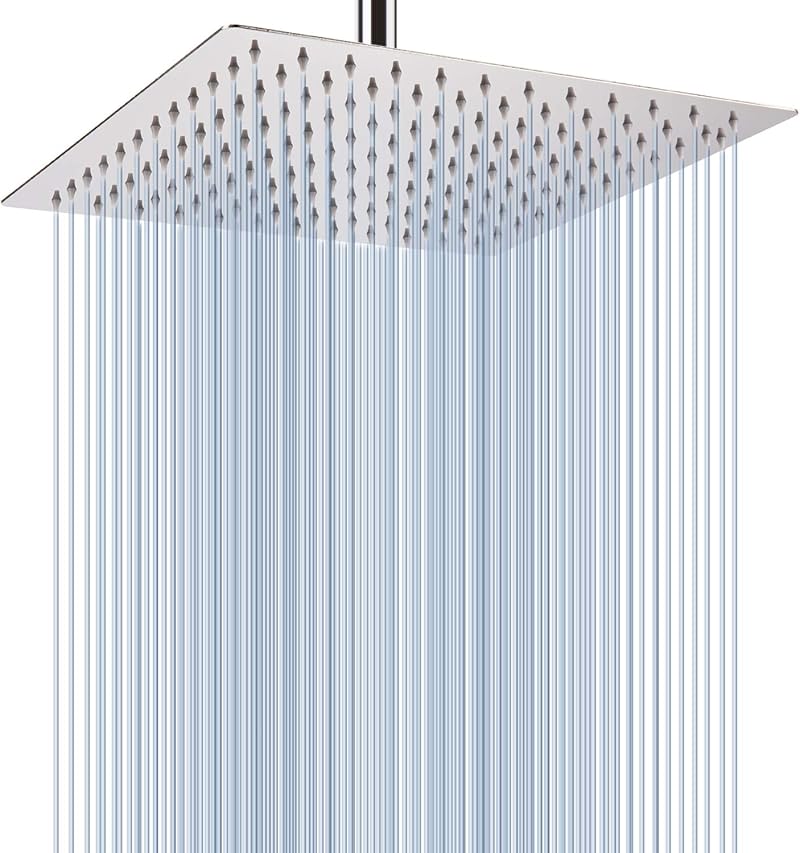 Voolan 12'' Large High Pressure Rain Shower Head Chrome 304 Stainless Steel