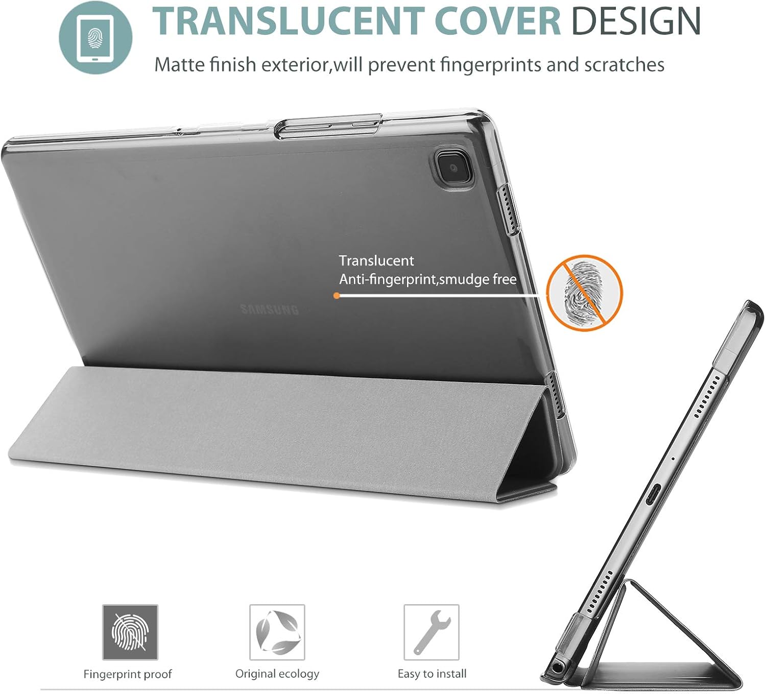 ProCase Cover for Galaxy Tab A7 10.4” Case 2022 2020(SM-T500/ T503/ T505/ T507/T509), Slim Lightweight Protective Hard Cover -Grey - Image 4