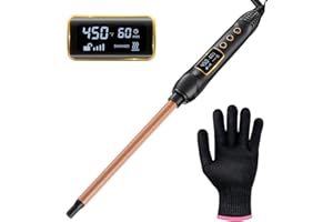 Elilier 1/2 Inch Small Curling Iron, Ceramic Skinny Long Barrel Curling Iron w LCD Display, 15 Temperature Settings, Dual Voltage for Travel, Tight Curls for Medium Long Hair, Includes Heat Glove