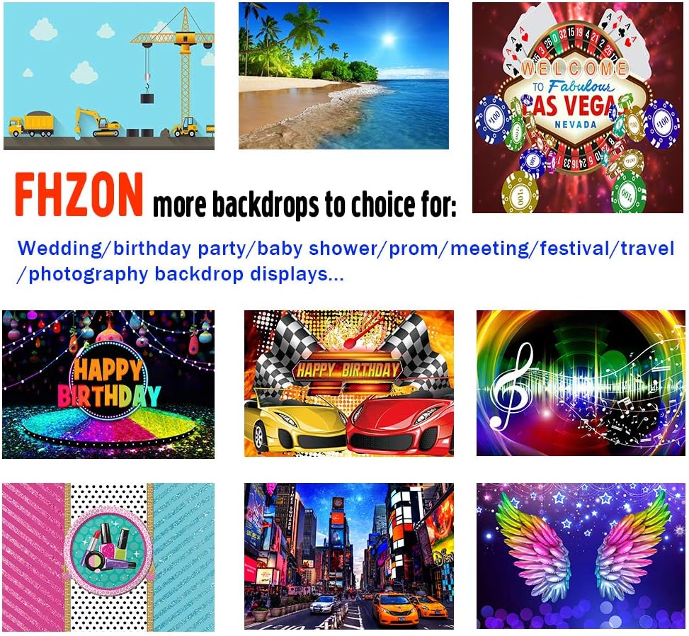 FHZON 7x5ft Birthday Party Banners Backdrop Colorful Flags On Red Background for Photography Funny Cartoon Animals Theme Party Wallpaper Photo Booth Props BJHXFH54 