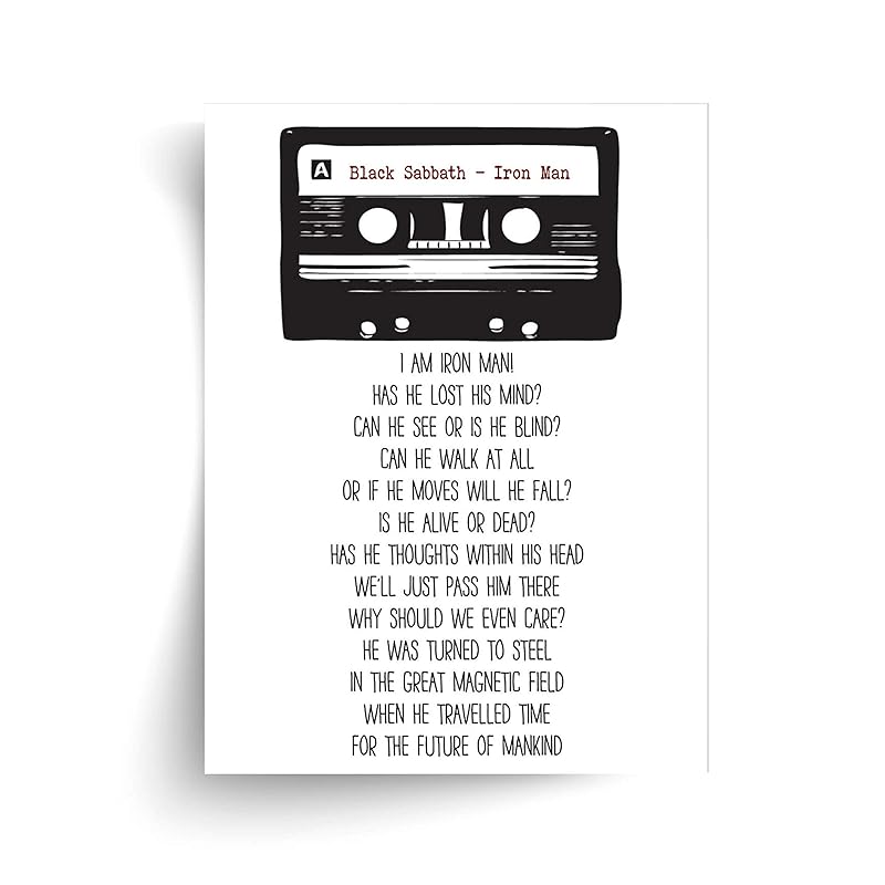 Black Sabbath Iron Man Lyrics Unframed Print Handmade