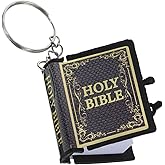 STOBOK 10pcs Mini Bible Keychain, Tiny Bibles Key Chain, Jesus Key Chain Ring, Small Jesus Keyring, Christian Present for Baptism, Church, Communion