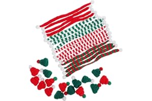 INOOMP 32pcs Mini Christmas Knit Hats and Scarves Set with Yarn Thumb Bottle Caps for Xmas Party Decor