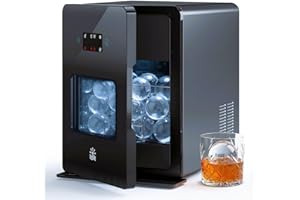 Oylus 2'' Clear Ice Ball Maker – 4 Ice Spheres in 35min, 144 pcs/Day, Auto&Manual Fill, Fast Ice Machine with LCD Touch Panel, Self-Cleaning, Quiet Home & Bar Ice for Whiskey Bourbon Parties