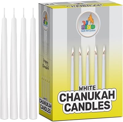 Ner Mitzvah White Chanukah Candles - 44 Count Standard Size Wax