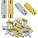 50 Pcs Brass Screw Twist Clasps for Jewelry Making - Barrel Clasp, Cord End Caps for DIY Bracelet and Necklace - Brass Barrel Tube Fastener, Jewelry End Tip Sets, Craft Supplies, Waist Beads