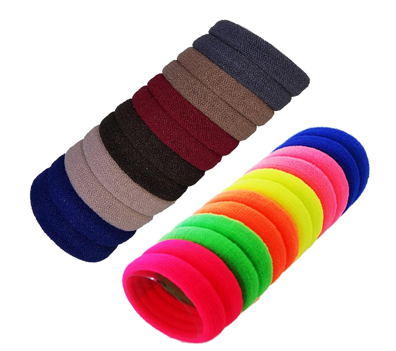fok elastic cotton rubber hair bands for women (assorted) - set of 50