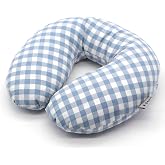 Edomi Buckwheat Pillow for Side Sleepers Cervical Neck Cooling Pillows U Shaped Pillow Ergonomic Travel Head Pillow for Sleeping Buckwheat Hulls Filling Removable Cotton Cover (12x12 inch, Blue)