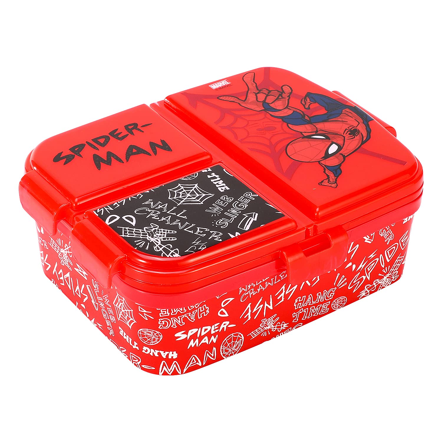 STOR Spiderman XL Multi Compartment Rectangular Lunch Food Box Container, BPA Free