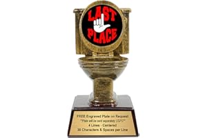 DECADE AWARDS Gold Toilet Bowl Trophy - Engraved Golden Throne Award - Custom Engraved Plate Upon Request (6 Inch Tall)