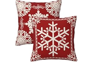NIDITW Set of 2 Sister Birthday Gift Joy Peace Noel Beautiful Snowflakes Body Red Cotton Burlap Linen Throw Pillow Case Cushion Cover Sofa Outdoor Decorative Square 18X18 Inches