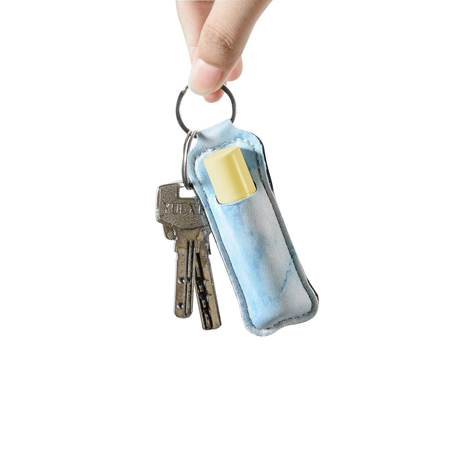 Beautyflier Clip-on Sleeve Chapstick Pouch Keychain Lipstick Holder Elastic Lip Balm Holster Travel Accessories
