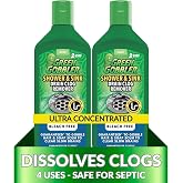 Green Gobbler Ultra Concentrated Drain Clog Remover &amp; Cleaner | Powerful Hair, Grease &amp; Soap Dissolver for Bathroom, Kitchen, Shower, Sink &amp; Toilet | Safe for Pipes &amp; Septic Systems | 2 Pack