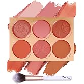 Blush Palette,Orange Rose Pink Powder Blush,Blusher Contour for Women Cheek | Matte Face Blush Palette with Brush,6 Colors Hight Pigment Facial Blusher,Thanksgiving Christmas Makeup for Women