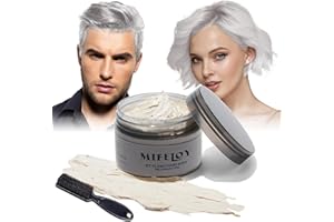 Mifeloy Temporary Silver White Hair Spray Color Wax 4.23 oz, Instant Natural Hairstyle Cream Dye, Washable Styling Pomades, Disposable Coloring Mud for Women Youth Men, Party Cosplay DIY Halloween