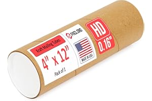 Paclord 4" x 12" Heavy-Duty Reinforced Cardboard Mailing Tube, Pack of 1 Tube with 2 Caps – Secure USPS Approved – Great for 